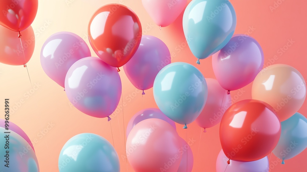 custom made wallpaper toronto digitalColorful balloons floating gently against a soft pastel background, perfect for celebrations and festive occasions.