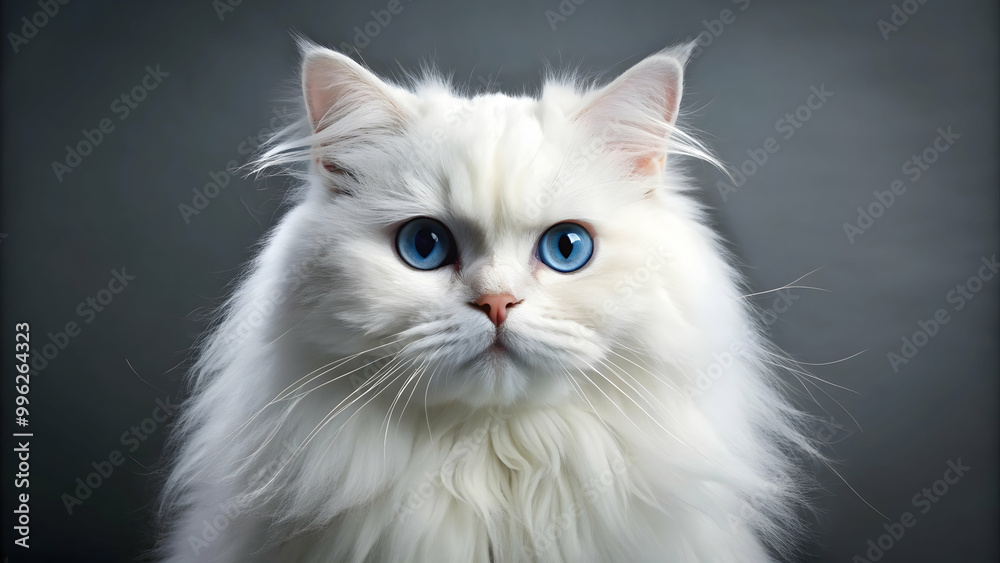 White Persian cat with fluffy fur and striking blue eyes, feline, pet, fluffy, purebred, domestic, adorable, elegance, glamorous White Persian cat with fluffy fur and striking blue eyes, feline, pet, fluffy, purebred, domestic, adorable, elegance, glamorous