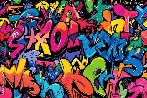 Wallpaper Mural Abstract Graffiti Art with Bold Colors and Shapes Torontodigital.ca