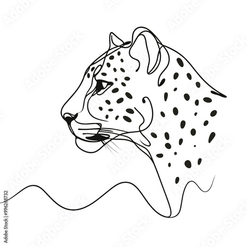 A black and white drawing of a jaguar with a white background. The jaguar has a very strong and fierce look to it