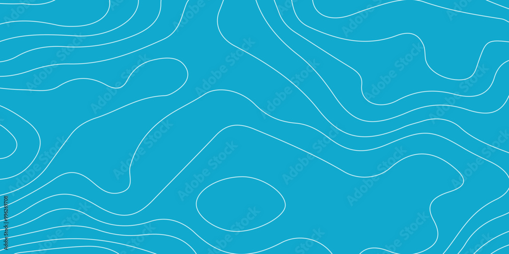 Ocean bottom topographic line map curvy wave isolines vector. Sea or ...