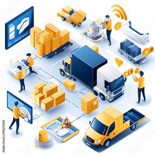 Modern Supply Chain Logistics Illustration.