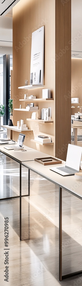 Modern Office Interior Design with Laptop on Desk. Modern Office Interior Design with Laptop on Desk.