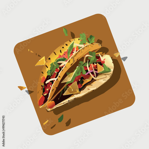 Delicious Mexican Tacos with Fresh Ingredients Illustration