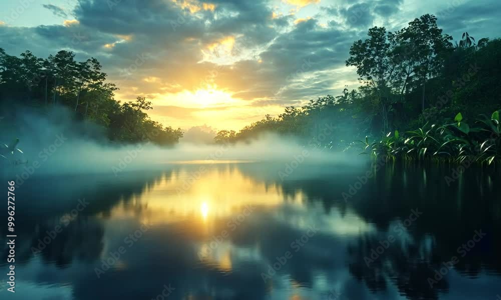 Sunrise Over a Misty River Sunrise Over a Misty River