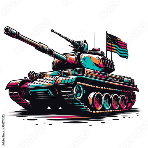 Powerful Military Tank Illustration A Vibrant Vector Design