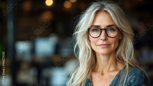 Portrait of a confident middle-aged woman with glasses