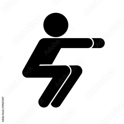 Person doing squat silhouette icon. Vector.