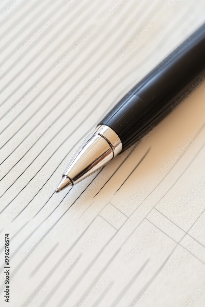 A close-up of a pen resting on lined paper, suggesting writing or note-taking. A close-up of a pen resting on lined paper, suggesting writing or note-taking.