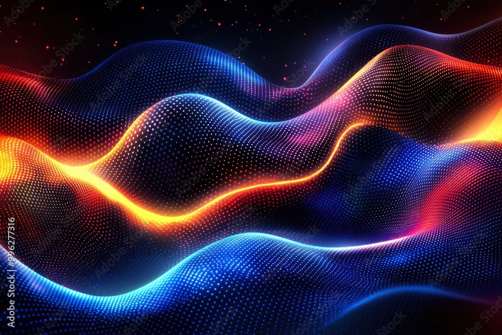 Abstract Wavy Pattern with Vibrant Blue and Red Glowing Lights Abstract Wavy Pattern with Vibrant Blue and Red Glowing Lights