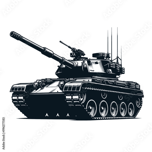 Powerful Military Tank Illustration Detailed Vector Graphic of a Combat Vehicle