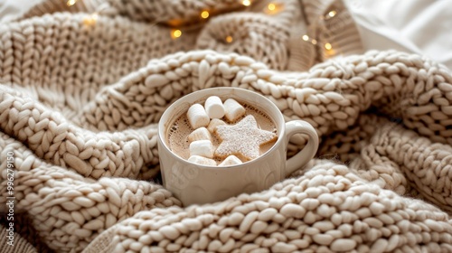 A mug of hot chocolate with marshmallows 