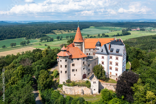 Helicopter view, Veste Heldburg, German Castle Museum, Heldburg, Bad Colberg-Heldburg, Thuringia, Germany