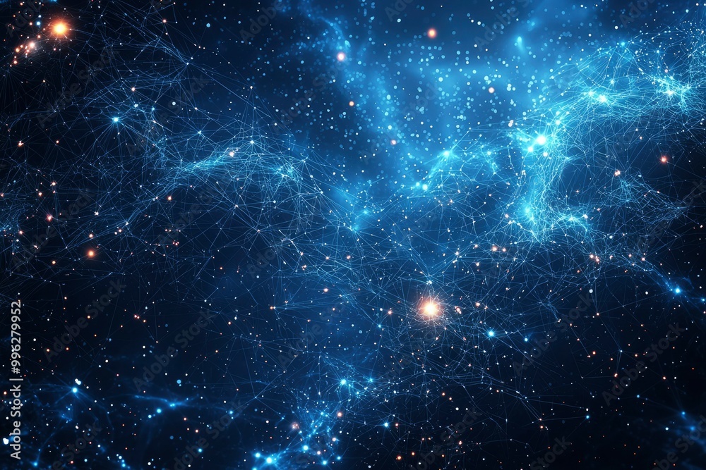 Abstract Cosmic Web with Glowing Stars and Nebulae Abstract Cosmic Web with Glowing Stars and Nebulae
