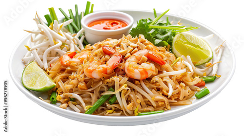 Pad Thai fast food isolated on transparent background, png