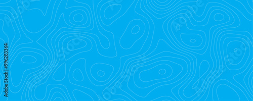 Abstract Geometric Topography Design Featuring Wavy Contours and Mountain Relief for a Blue Terrain Background 