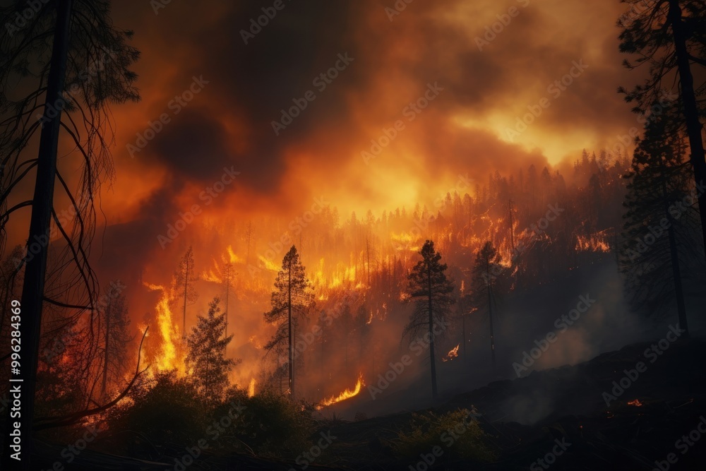 Wildfire mountain forest destruction. Wildfire mountain forest destruction.