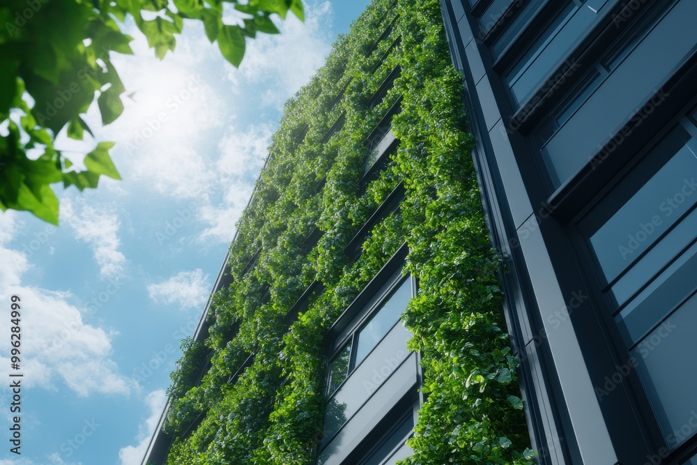 Modern green building with a vertical garden Modern green building with a vertical garden