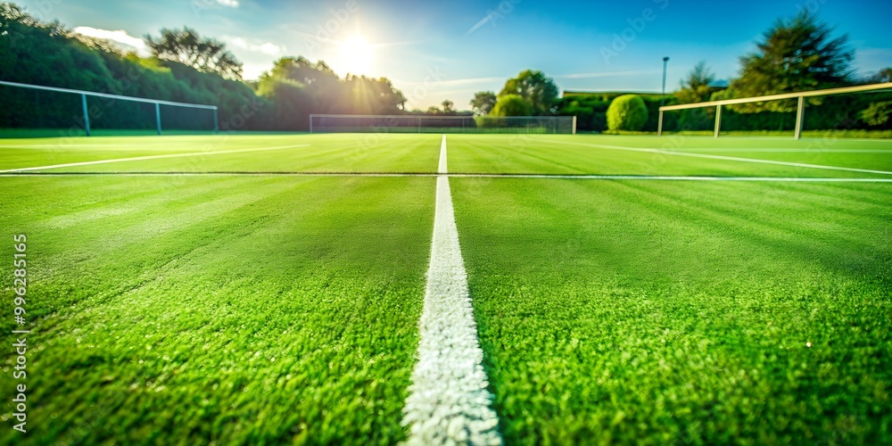 Closeup of grass tennis court Freshly cut grass on the tennis court AI Generative