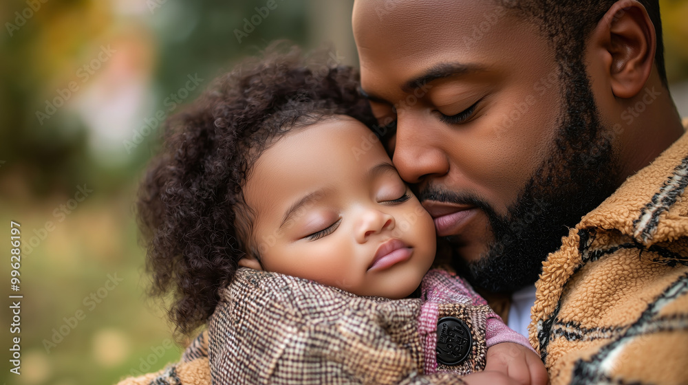 Obraz premium tender moment between father and his baby, showcasing love and warmth