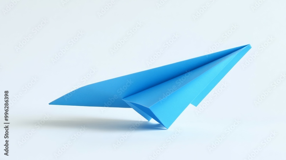 Blue paper airplane on a white background. Blue paper airplane on a white background.