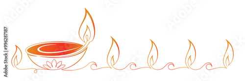 diwali candle line art style