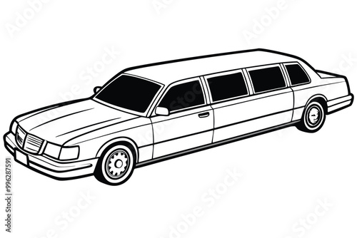 Limousine vector line art