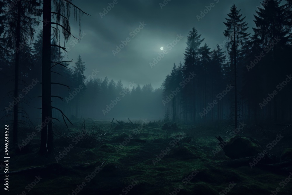 Obraz premium Forest meadow night astronomy midnight.