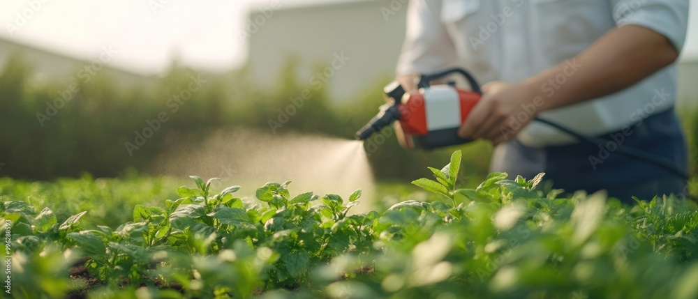 Obraz premium A versatile spray machine designed for efficient application of fertilizers and pesticides in gardens.