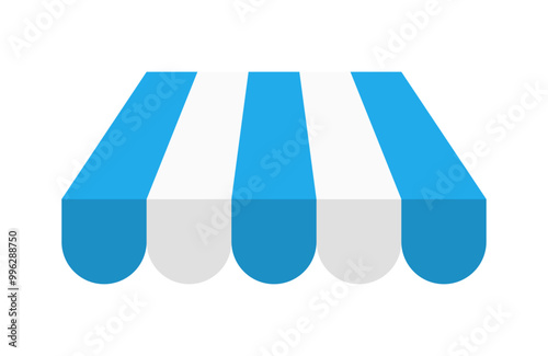 Blue and white shop awning icon