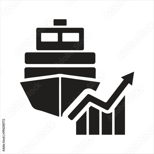 Cargo ship icon. Shipping costs. Global trade icon