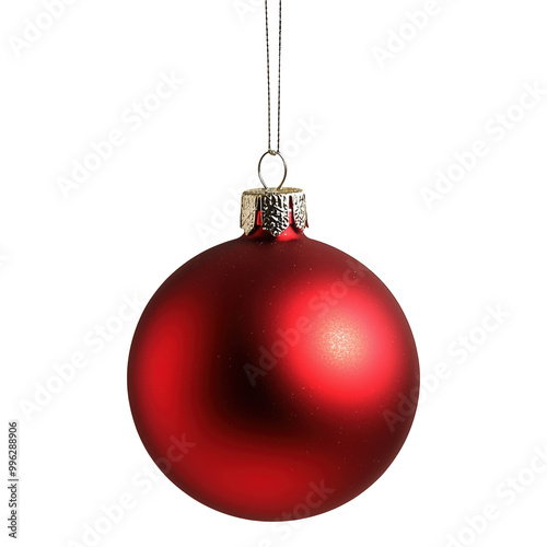 Shiny red Christmas ornament on a transparent background, Christmas bauble, transparent image, png