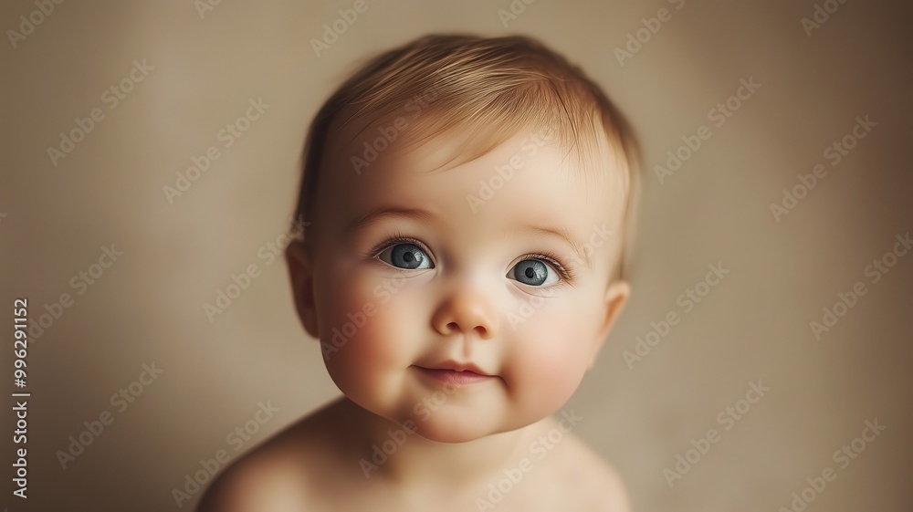 Happy baby smiling against a warm, golden bokeh background, creating a soft and joyful atmosphere. Happy baby smiling against a warm, golden bokeh background, creating a soft and joyful atmosphere.