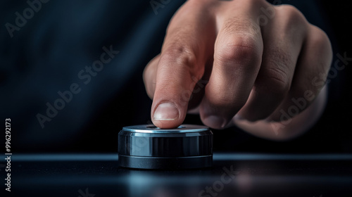 A concept depicting risk management and mitigation strategies to reduce exposure in financial investments, projects, engineering, and businesses. The image shows a manager's hand turning a knob to a l photo