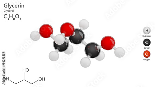 Foto Glycerin (C3H8O3) is a viscous, colorless and odorless liquid, sweet in taste and non-toxic