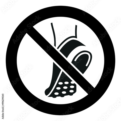 ISO prohibition safety signs symbol and pictogram only_do not wear metal-studded footwear_black and white edition