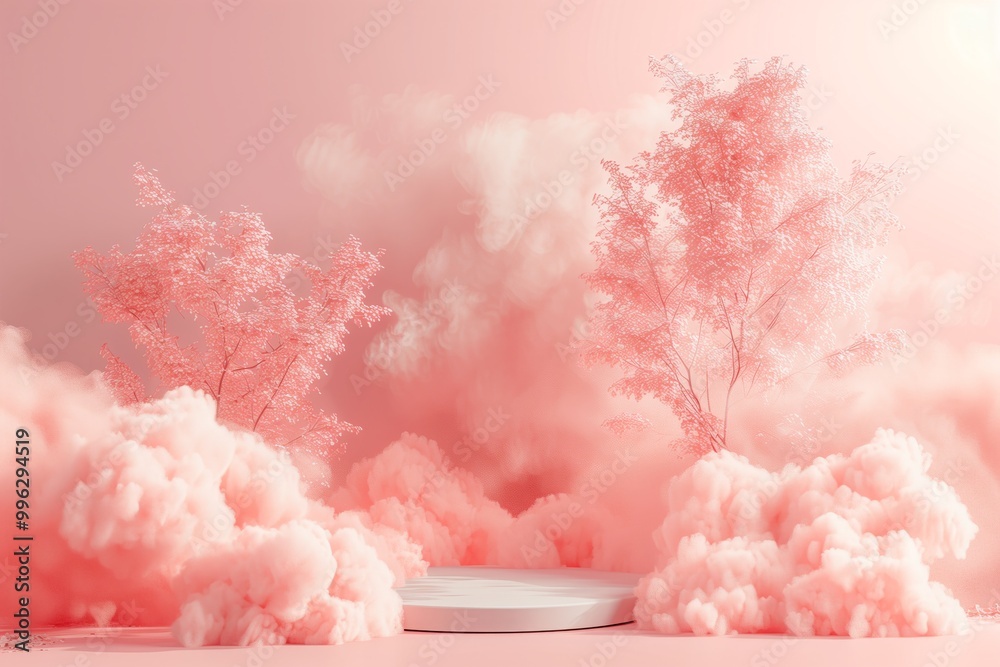 A pink cloud formation with a pink circle in the middle A pink cloud formation with a pink circle in the middle