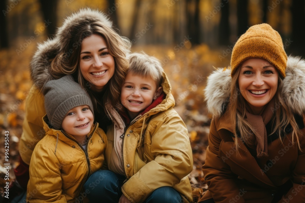 Happy family in the forest on vacations Happy family in the forest on vacations