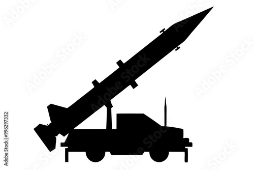 A modern war patriot missile system   icon silhouette vector on white background.