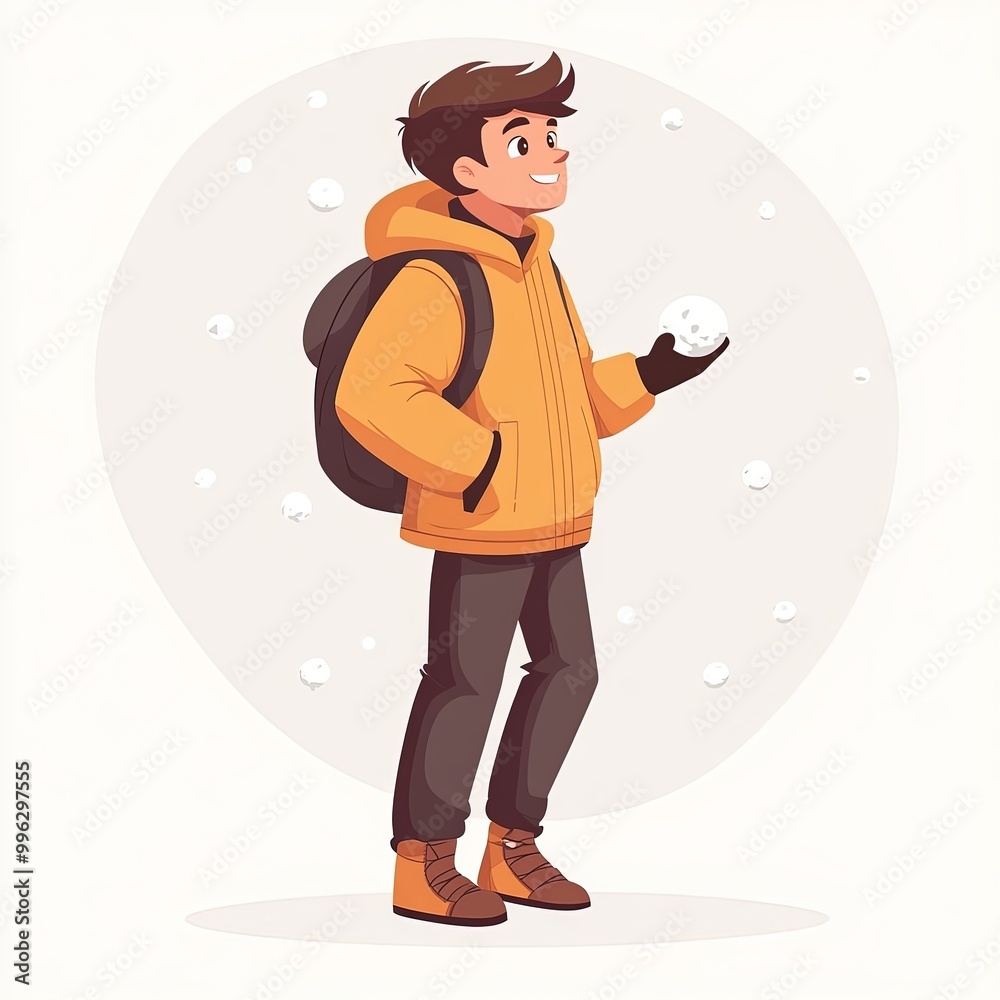 a man wearing winter clothes, playing with snowballs on a white background. a man wearing winter clothes, playing with snowballs on a white background.