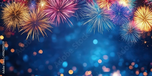 Wallpaper Mural Vibrant Fireworks Display Against Dark Blue Sky Torontodigital.ca