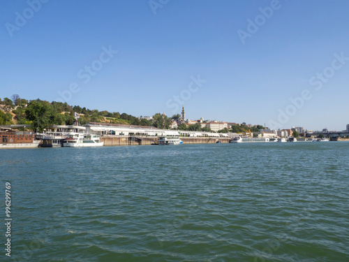 Europe, Serbia, Belgrade, the so-called Concrete Hall with restaurants and boat piers on the Sava in Belgrade. popular meeting place for young people in Belgrade photo