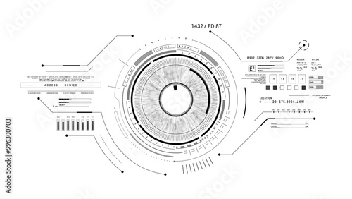 eye hud user interface infographic elements HUD technological . white background Texture.HUD 2GFX Technology Sci Fi 2D texture.2