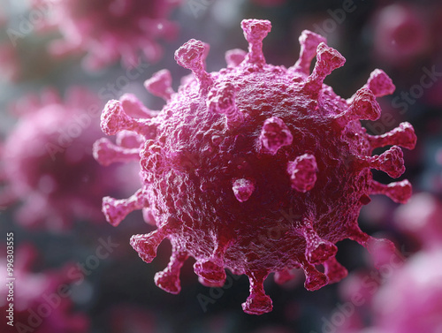 Render visualization of a generic virus, such as Covid, HIV, or other viral disease or infection