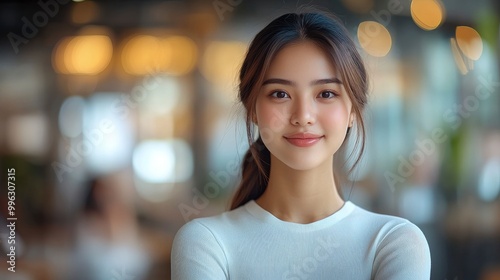 Portrait of a Smiling Young Woman in a Cafe Free Download Portrait of a Smiling Young Woman in a Cafe - GFXLoad