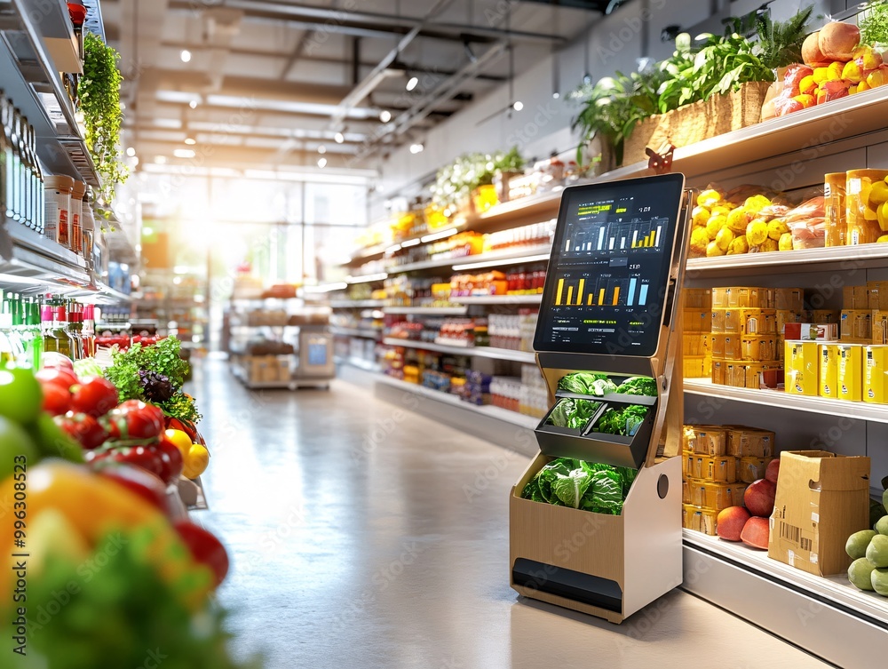 Fototapeta premium Smart Grocery Store with Automated Vending Machine.