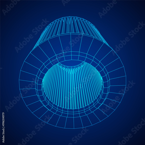 Car engine air filters. Auto spare part. Car care service maintenance. Wireframe low poly mesh vector illustration.