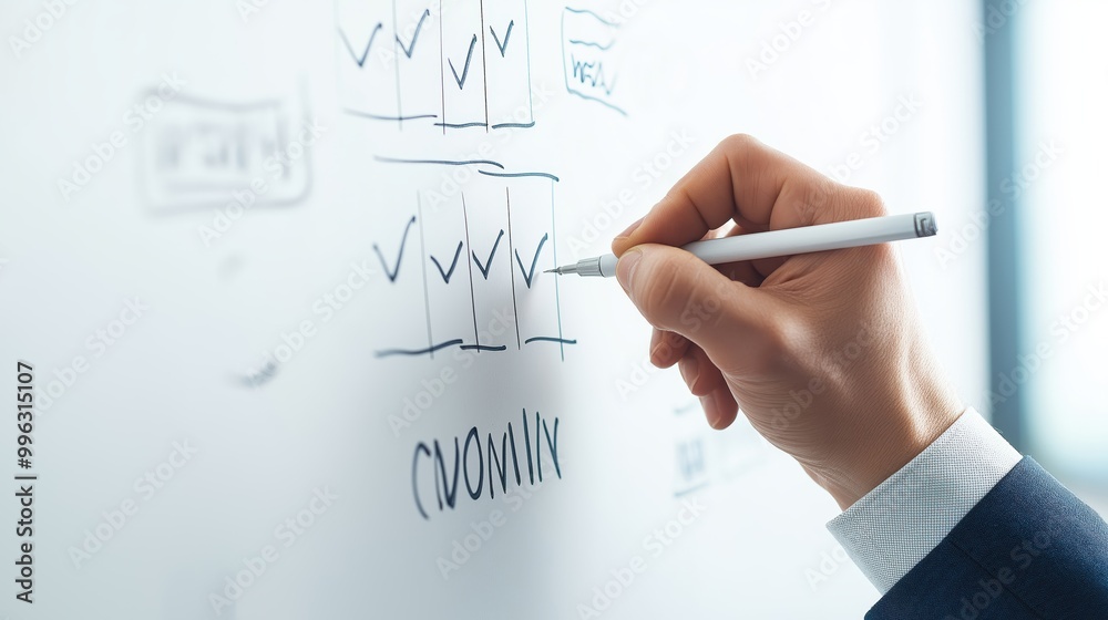 Hand Writing Notes on a Whiteboard