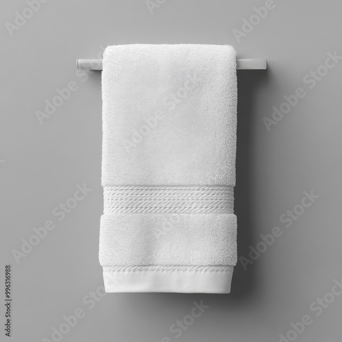 White Cotton Towel Mockup Template Isolated on Grey Background photo