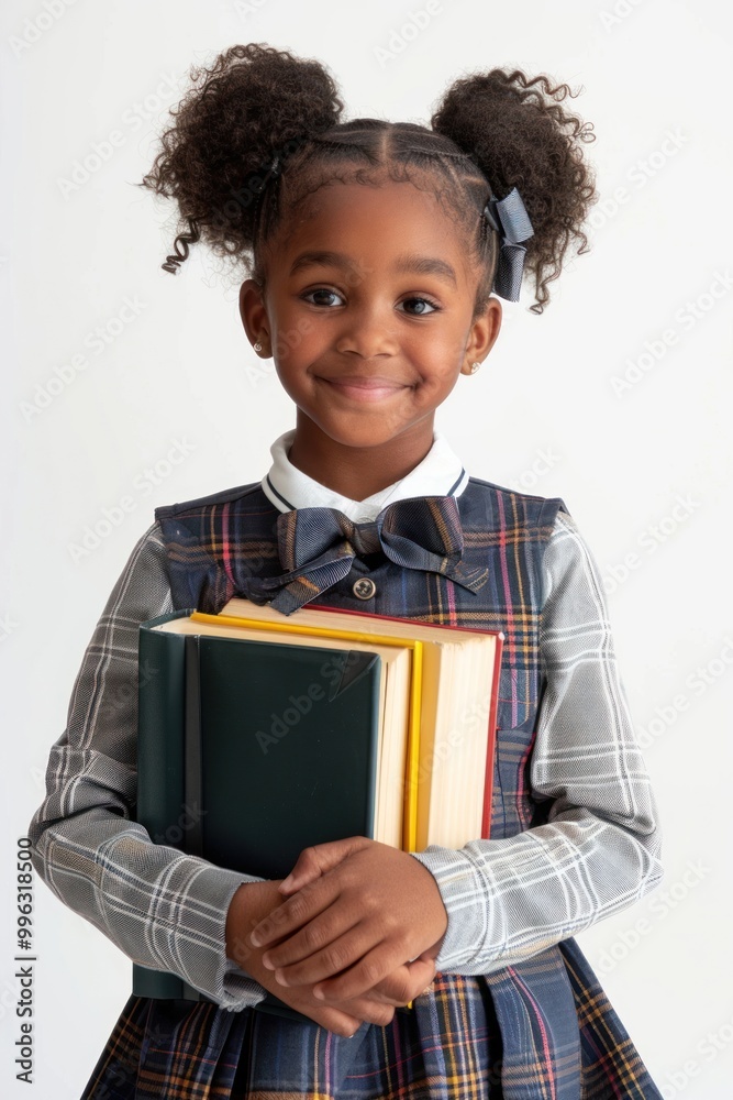 Fototapeta premium Smiling girl holding books